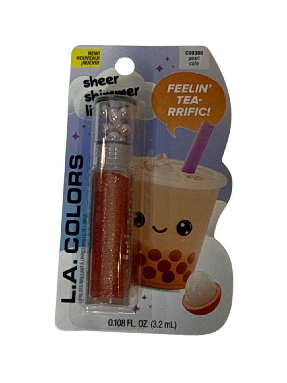 L.A. Colors Pearl Cafe Lychee Shimmer Lip Gloss New
